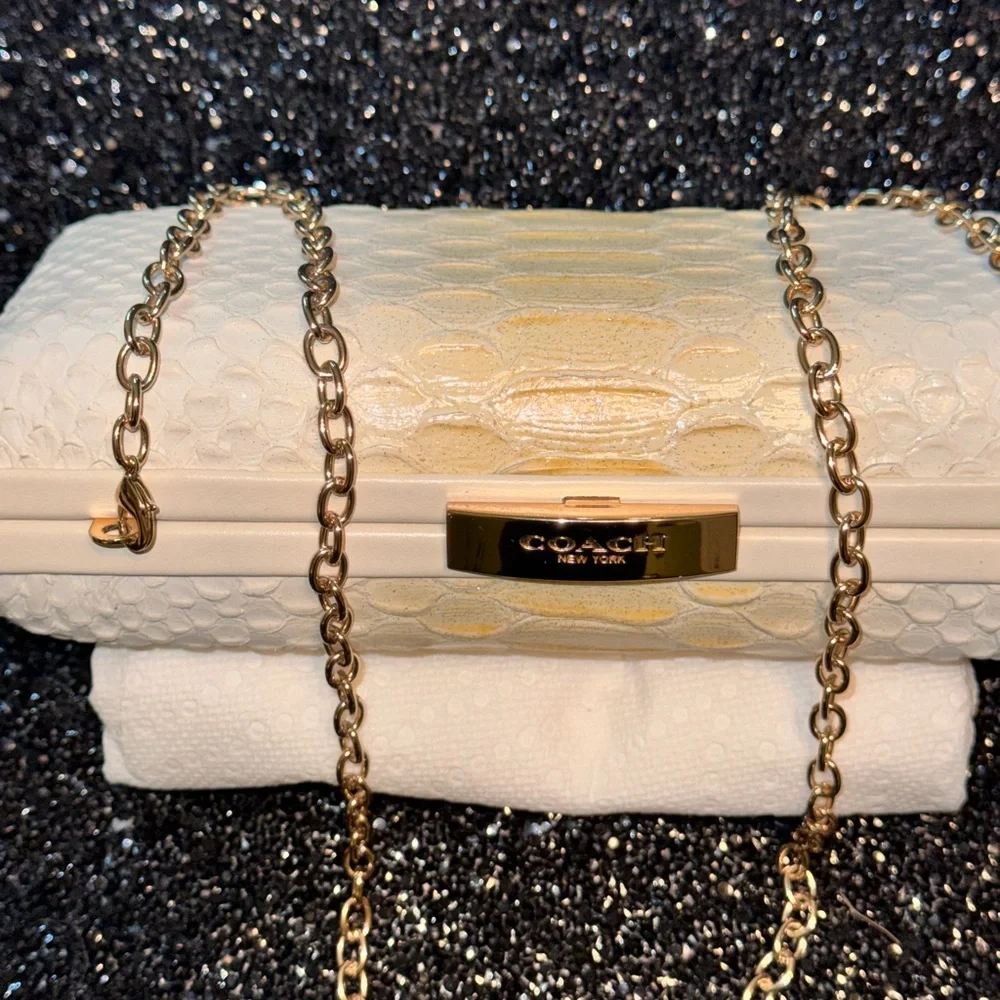 Coach Cream and Gold Textured Clutch